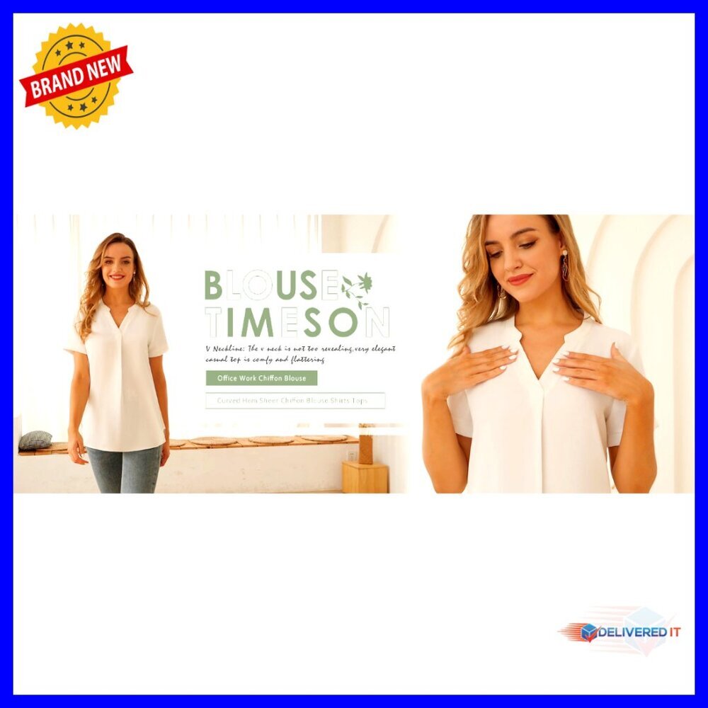 Chiffon V Neck Sleeveless Blouse Elegant Office Work Shirt Chic Minimal - Picture 7 of 7